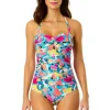 Anne Cole: One Piece Amalfi Floral Twist Front Bandeau Swimsuit