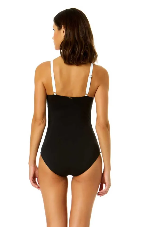 Anne Cole: One Piece Meshing Around V-Neck Mio Swimsuit