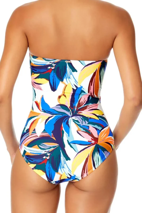 Anne Cole: One Piece Riviera Floral Twist Front Shiired Bandeau