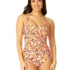 Anne Cole: One Piece Whirlpool Twist Front Shirred Bandeau