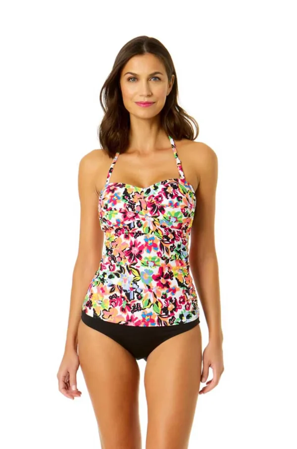Anne Cole: Sun Blossom Twist Front Bandeaukini Top