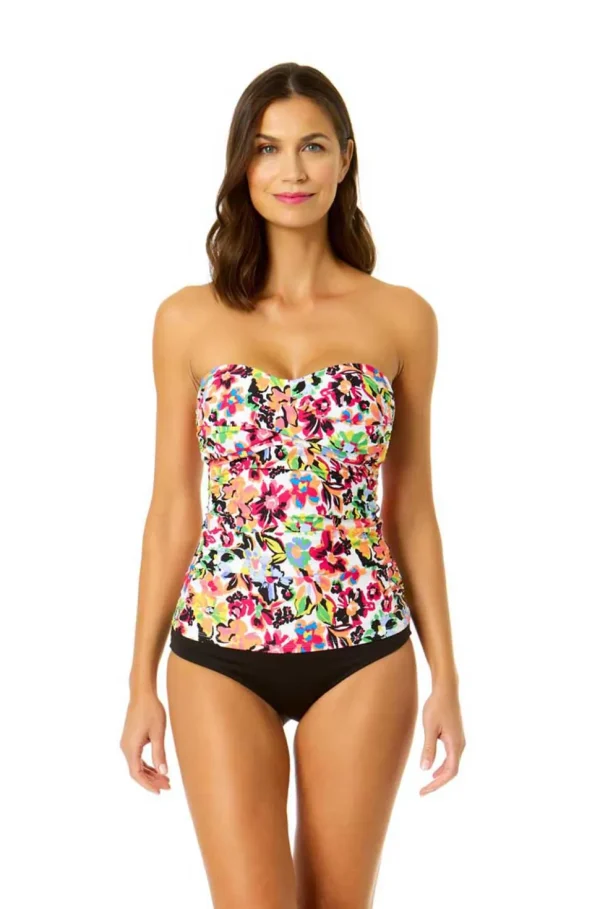 Anne Cole: Sun Blossom Twist Front Bandeaukini Top