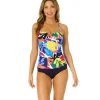 Anne Cole: Tropic Stamp Twist Front Bandeaukini Top