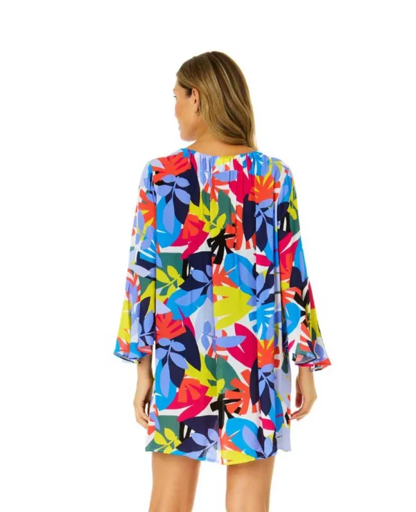 Anne Cole: Tropic Stamp V-Neck Tunic Cover Up