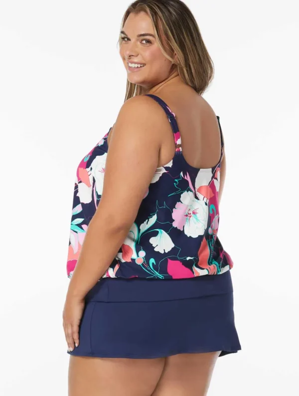 Beach House: Plus Size Avalon Floral Sarah Blouson Tankini Top