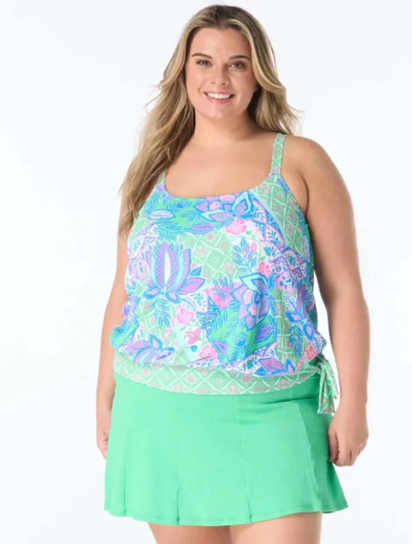 Beach House: Plus Size Estate Mosaic Sarah Blouson Tankini Top