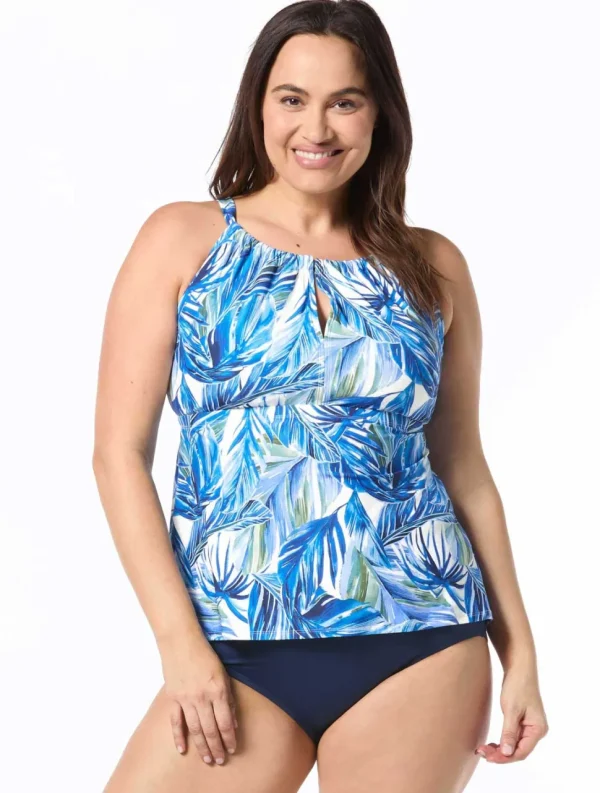 Beach House: Plus Size Pacfic Palm Blair High Neck Tankini Top