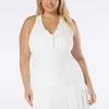 Beach House: Plus Size Pique Solid Ruffle Trim Tankini Top