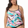 Beach House: Plus Size Saltwater Swirl Bridget Underwire Tankini Top