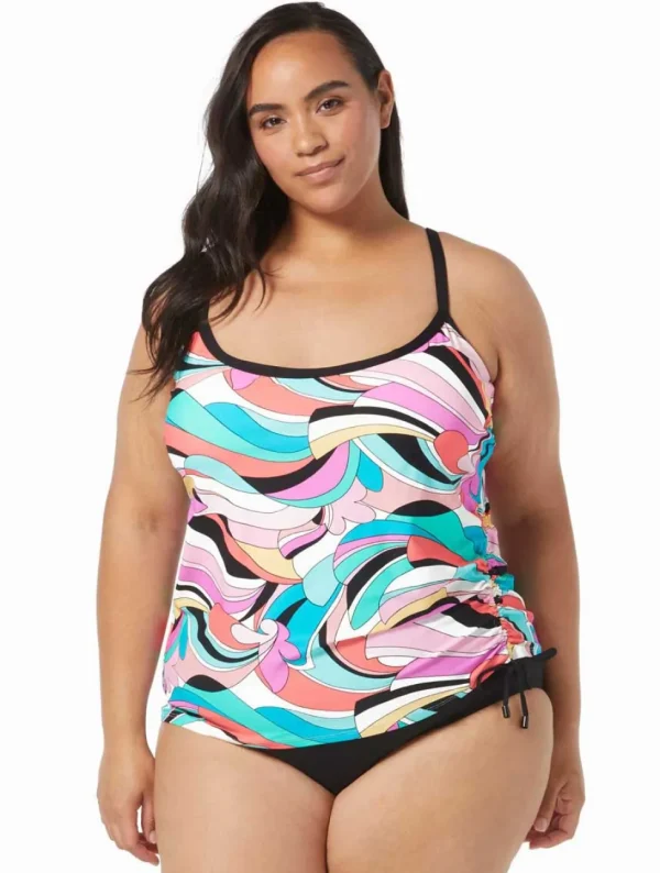 Beach House: Plus Size Saltwater Swirl Bridget Underwire Tankini Top