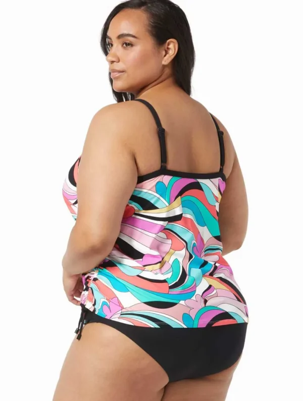 Beach House: Plus Size Saltwater Swirl Bridget Underwire Tankini Top