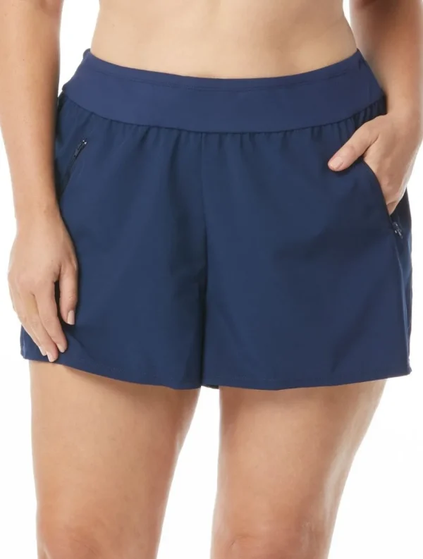 Beach House: Plus Size Solid April Sretch Woven Beach Short