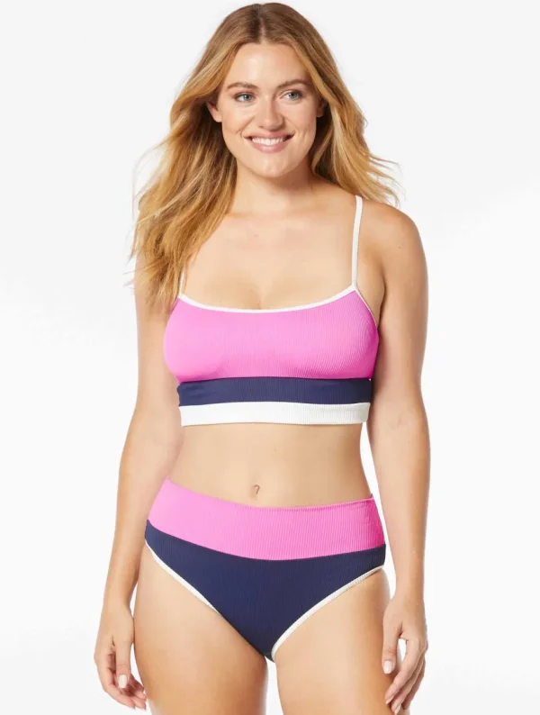 Beach House Sport: Colorblock Sport Rivive Ribbed Crop Bikini Top