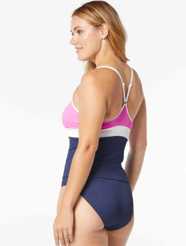 Beach House Sport: Colorblock Sport Flex Ribbed Tankini Top