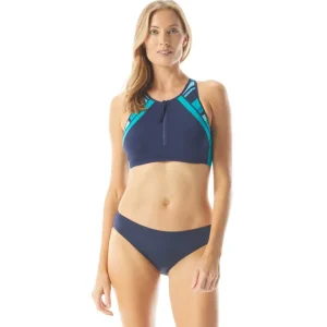 Beach House Sport: Sunkissed Stripe Zip Front Racer Back Bikini Top