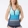 Beach House: Sunset Stripe Racerback Zipper Front Tankini Top