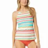 Beach House: Sunward Stripe Blair High Neck Tankini Top
