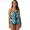 Beach House: Wave Pool Stripe Ketty Mesh Layer Tankini Top