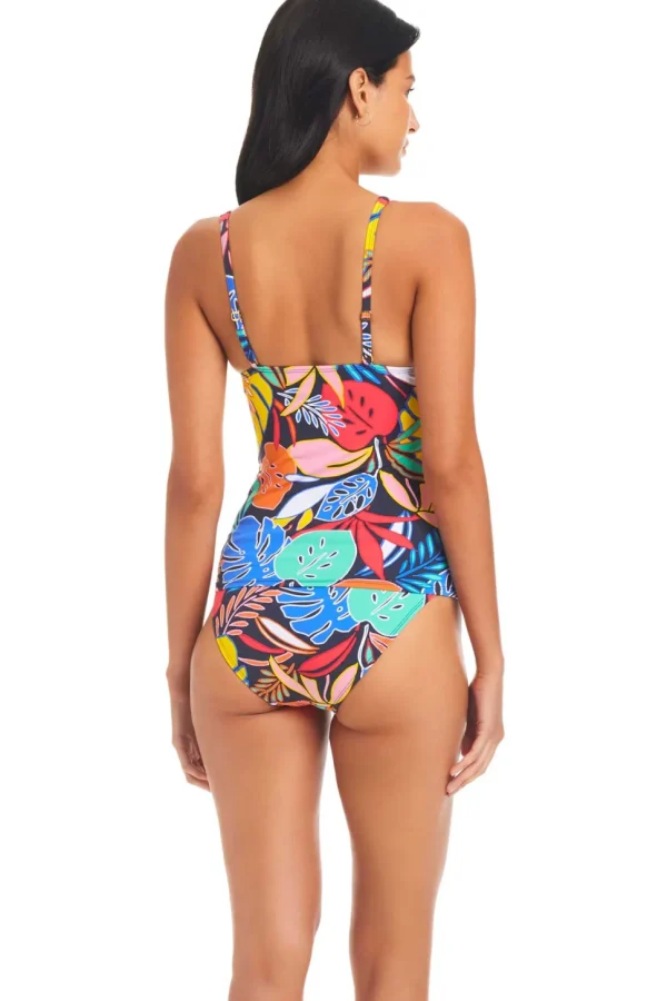 Bleu: Color Field Plunge Tankini Top