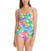 Bleu: One Piece Away We Go Shirred Bandeau Swimsuit