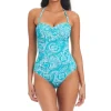 Bleu: One Piece Coastal Cool Twisted Bandeau Swimsuit