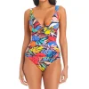 Bleu: One Piece Color Field Lace Down Mio Swimsuit