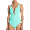 Bleu: One Piece Kore Solid Lace Down Mio Swimsuit