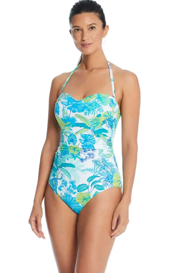 Bleu: One Piece What's New Pussycat Shirred Bandeau Mio Swimsuit