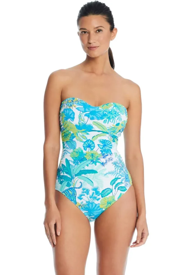 Bleu: One Piece What's New Pussycat Shirred Bandeau Mio Swimsuit