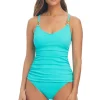 Bleu: Pique Ole Solid V-Neck Tankini Top