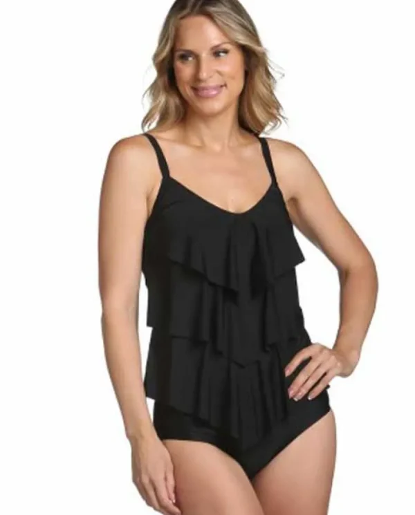 Ceeb: Solid Triple Tiered Tankini Top