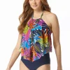 Coco Reef: Eclectic Jungle Aura Mesh Ruffle Bra Sized Tankini Top