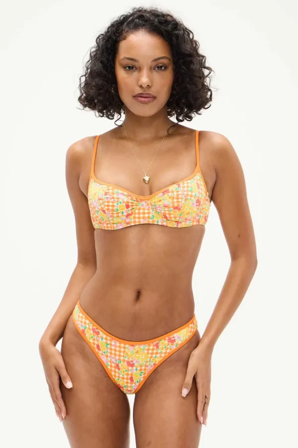 Frankies Bikinis: Marigold Gingham Dove Classic Bikini Bottom
