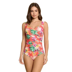 Jantzen: One Piece Floating Gardens Surplice Swimsuit