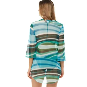 Jordan Taylor: Mesh Abstract Bell Sleeve Tunic