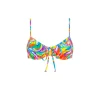 Kulani Kinis: Tropical Illusion Ruched Underwire Bra Bikini Top