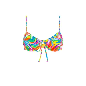 Kulani Kinis: Tropical Illusion Ruched Underwire Bra Bikini Top