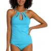 La Blanca: Island Goddess Solid Keyhole High Neck Tankini Top