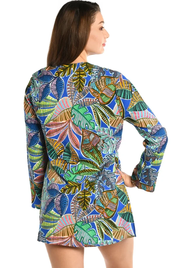 La Blanca: Neon Nights Lace Up V-Neck Tunic