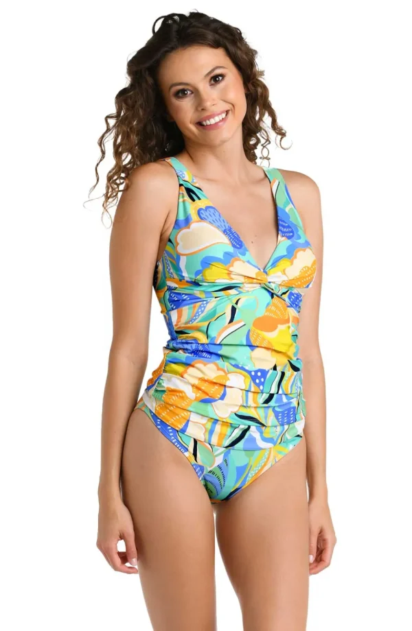 La Blanca: Sun In Sicily Twist Front Tankini Top