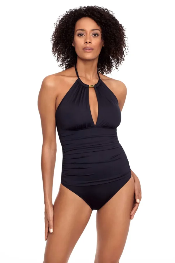 Lauren: One Piece Beach Club Solids High Neck