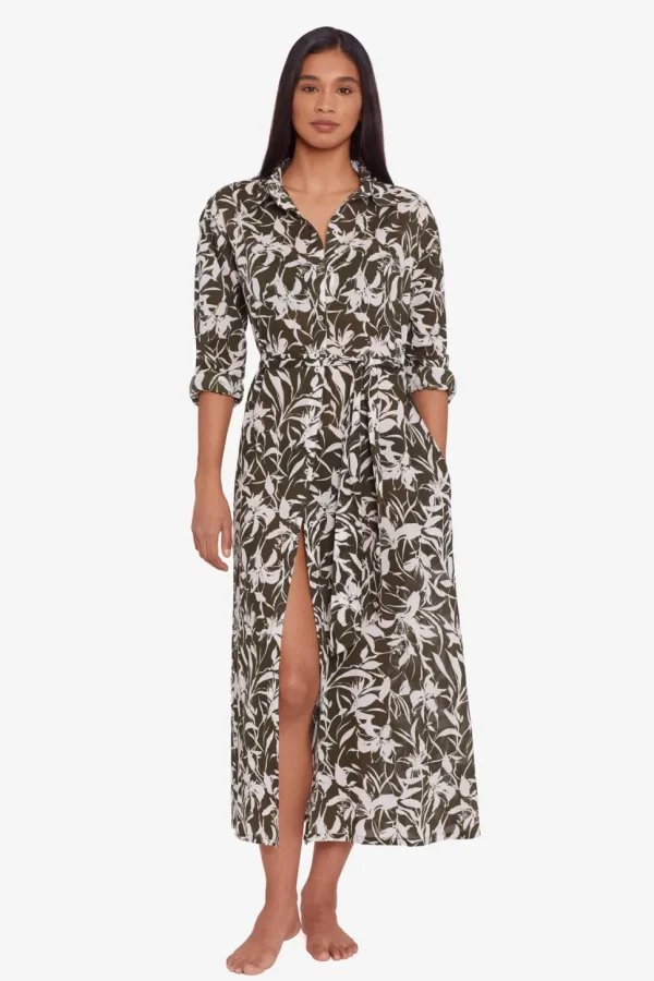 Lauren: Tropic Monotone Midi Beach Dress