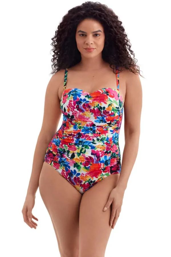 Longitude: One Piece Blooming Bouquet Long Torso Sweetheart Tank Swims