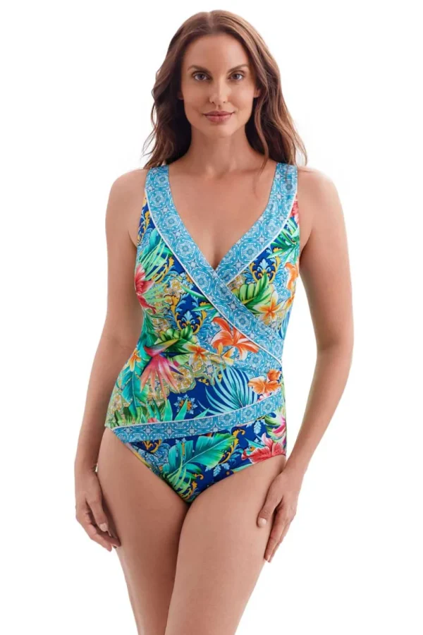 Longitude: One Piece Boca Raton Long Torso Piped Side Shirred Surplice