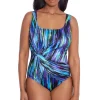 Longitude: One Piece Brilliant Long Torso Twist Draped Tank Swimsuit