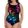 Longitude: One Piece Hard Candy Long Torso Panel High Neck Swimsuit