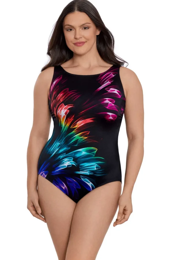 Longitude: One Piece Hard Candy Long Torso Panel High Neck Swimsuit