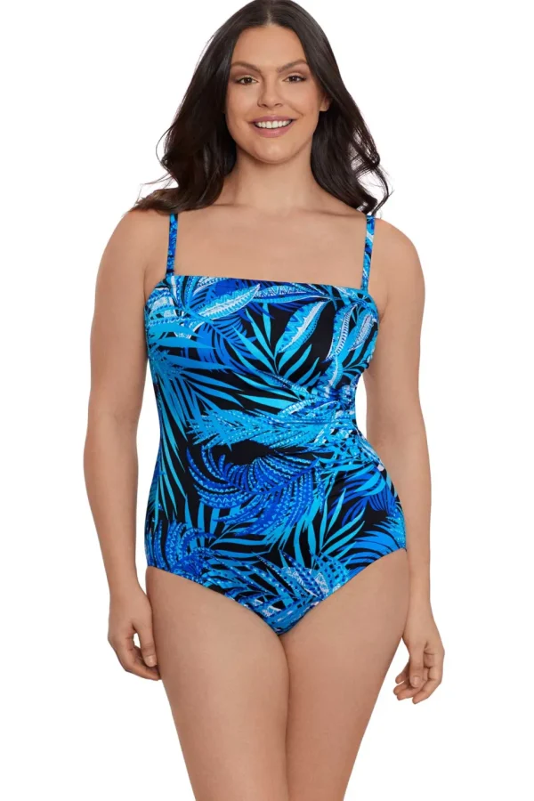 Longitude: One Piece Jungle Boogie Side Shirred Bandeau Long Torso Swi