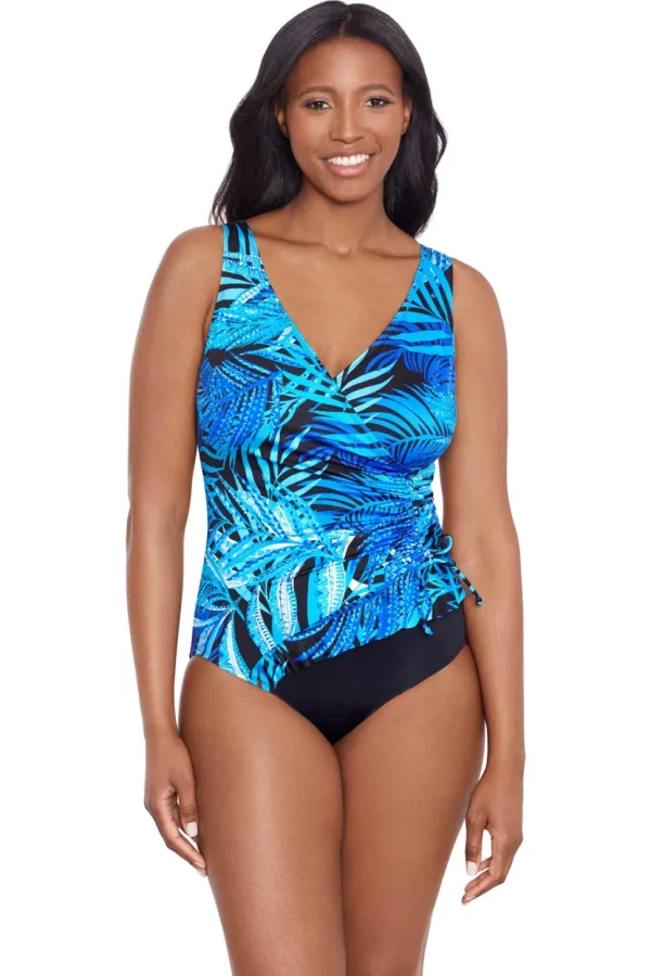 Longitude: One Piece Jungle Boogie Ruffle Front Surplice Long Torso Sw