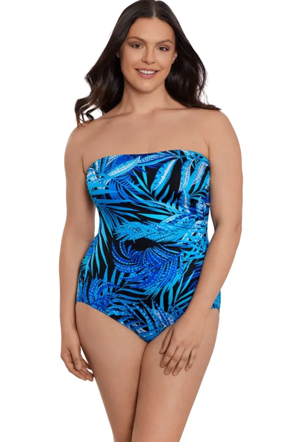 Longitude: One Piece Jungle Boogie Side Shirred Bandeau Long Torso Swi